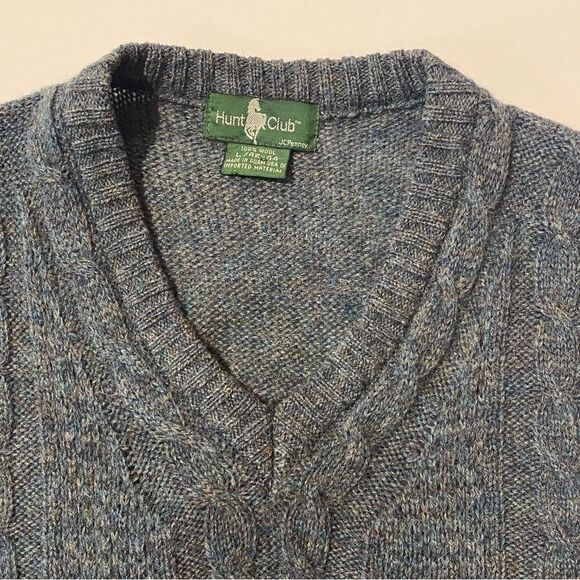 Vintage Hunt Club 100% Wool Twisted Knit Sweater Vest Blue Men's Size L-42/44 - Picture 11 of 11